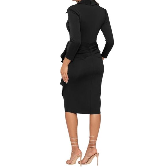 Xscape Ruffled ruched midi black size 16 - Picture 7 of 7